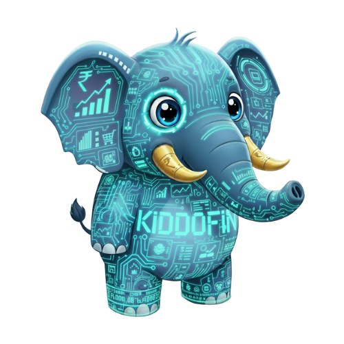 Mona the KiddoFin mascot, a friendly elephant, waving a welcome.