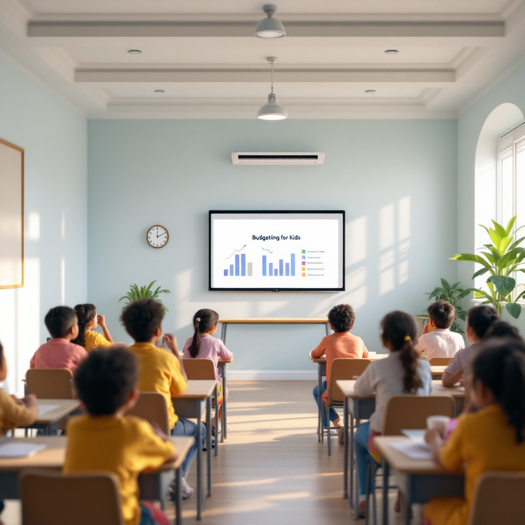 A student smiling while learning about finance with KiddoFin.
